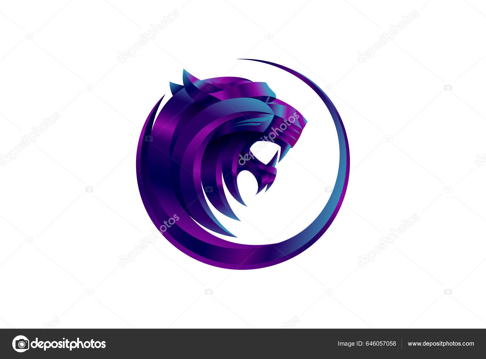 Tiger Lion Head Profile Head Vector Logotype Circle Form Sign Stock ...
