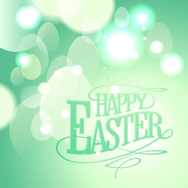 Easter Lettering Card Vector Template Blurred Lights Background — Stock Vector