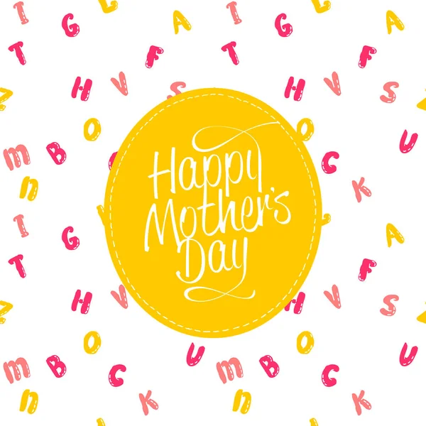 Happy Mother Day Card Design Vector Template Cartoon Lettering Backdrop — Stock Vector