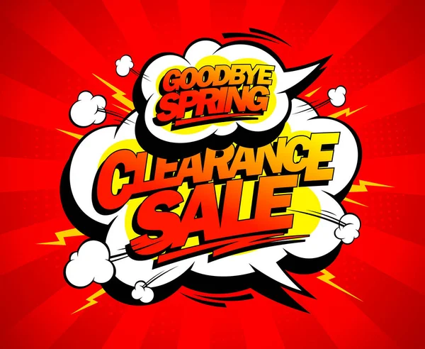 Εκκαθάριση Πώληση Αντίο Αφίσα Άνοιξη Την Άνοιξη Πώληση Κόμικ Στυλ — Διανυσματικό Αρχείο