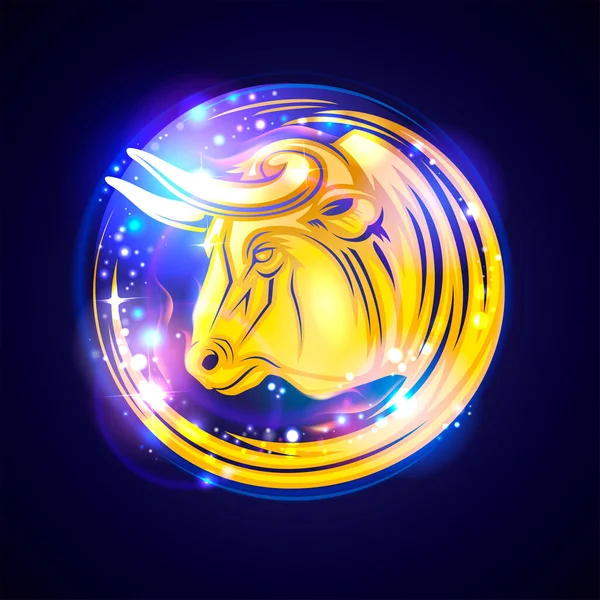 Golden Bull Symbol Vektor Illustartion Cirkel Logotyp Tjur Huvud — Stock vektor