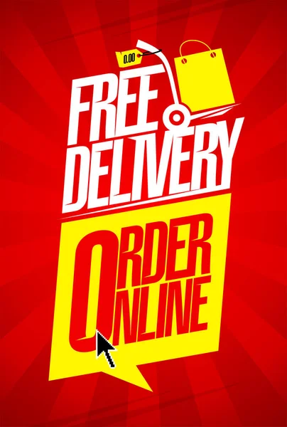 Free Delivery Order Online Vector Delivery Flyer Template — Stock Vector