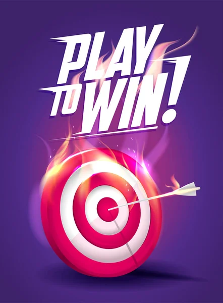 Play Win Vector Quote Card Template White Red Burning Target — Stock Vector