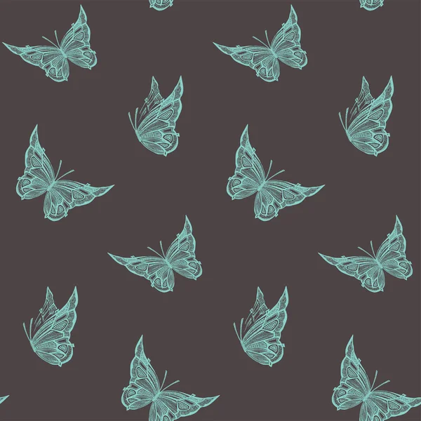 Natur Stil Nahtlose Muster Mit Fliegenden Schmetterlingen Kunst Grafik Vektor — Stockvektor