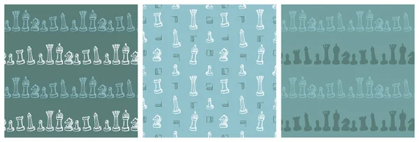 Σύνολο Σκακιστικών Θεμάτων Απρόσκοπτη Μοτίβα Σκακιστικές Μορφές Ζωγραφισμένα Στο Χέρι — Διανυσματικό Αρχείο