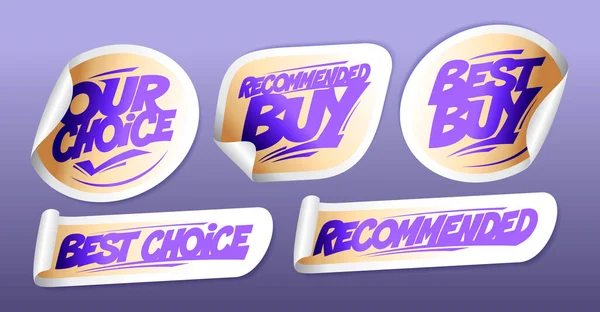 Recommended Buy Best Choice Best Buy Etc Vector Stickers Set — Stock Vector