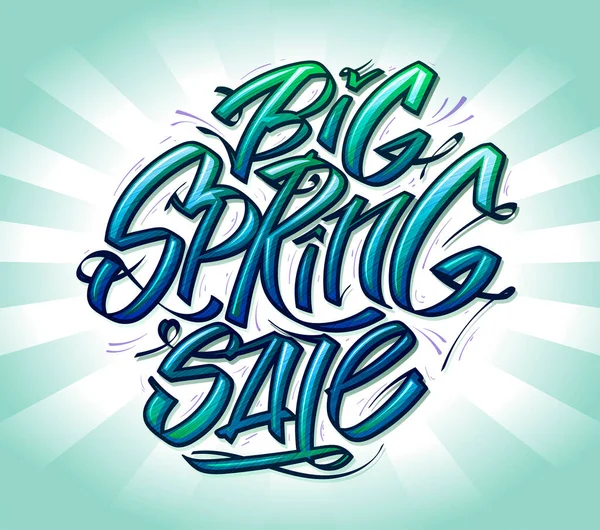 Big Sping Sale Vector Banner Mockup Hand Drawn Lettering — Stock Vector