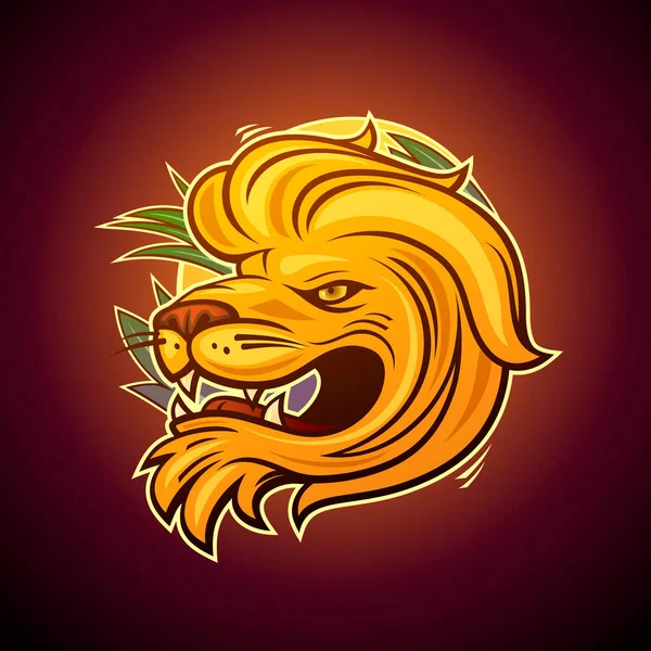Aslan Başı Logo Tasarımı Tişört Izi Dövme Taslağı Vahşi Aslan — Stok Vektör