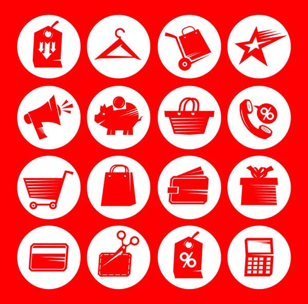 Imposta Icone Applicazioni Web Simboli Vettoriali Shopping Online Risparmio Business — Vettoriale Stock