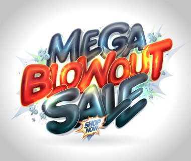 Parlak 3D harfli büyük patlama satışı web pankartı şablonu