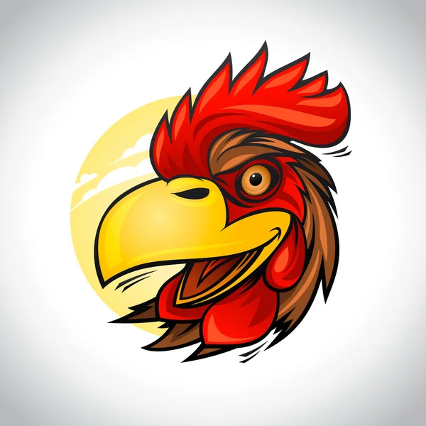 鶏のロゴタイプのエンブレム ベクトル鶏の頭のシンボルモックアップ — ストックベクタ