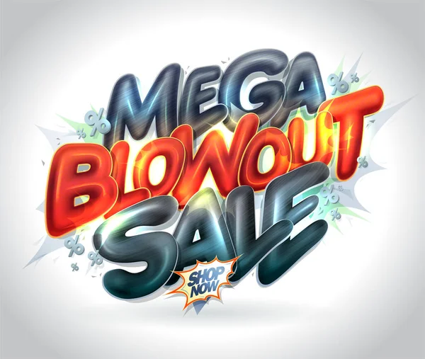 Mega Blowout Sale Vektor Web Banner Vorlage Mit Glänzenden Buchstaben — Stockvektor