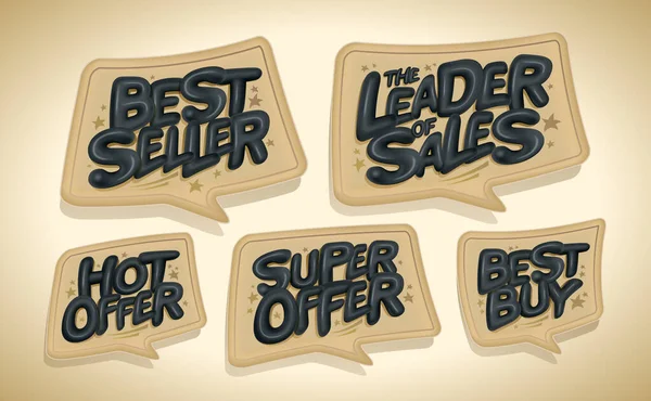 Лучший Продавец Лидер Продаж Горячее Предложение Супер Предложение Лучшая Покупка — стоковый вектор