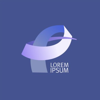 P harfi logoti şablonu, P şekli kurdele vektör sembolü