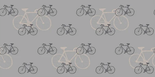 Design Padrão Sem Costura Vetorial Estilo Doodle Com Bicicletas — Vetor de Stock