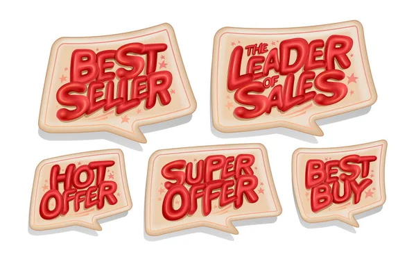 Bestseller Leader Sales Hot Offer Super Offer Best Buy Reklamní — Stockový vektor