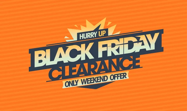 Black Friday Clearance Only Weekend Offer Vector Sale Web Banner — Stock Vector