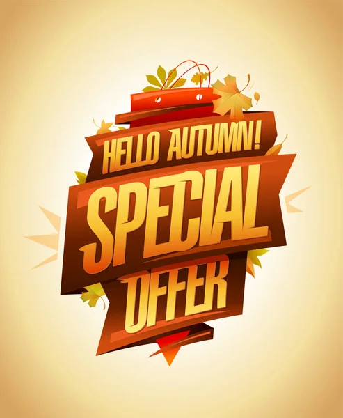 Ahoj Podzim Speciální Podzimní Nabídka Reklamní Vektorový Plakát Podzimní Prodej — Stockový vektor