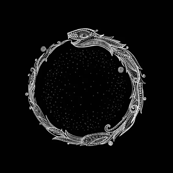 Ouroboros Graficzny Symbol Wektora Wąż Jedzący Własny Ogon Rysunek Ezoteryczny — Wektor stockowy