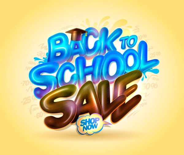 Back School Sale Web Banner Vector Design Template Style Bright — Stock Vector