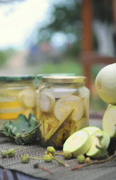 Preservation Marinated Zucchini Outdoor Photo — Stock Photo, Image