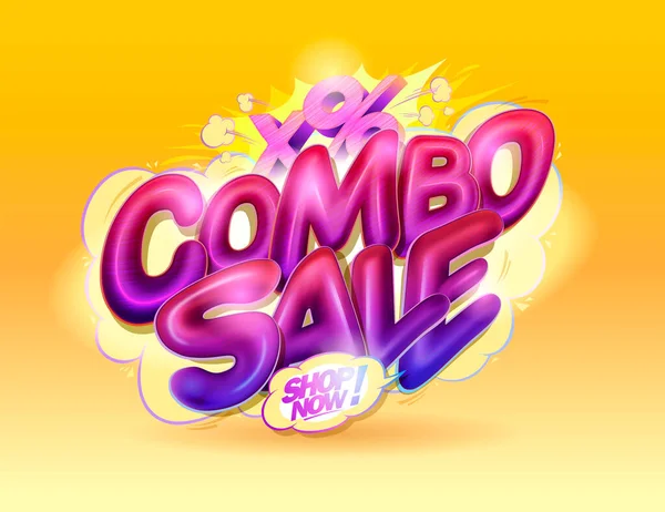 Combo Sale Web Banner Διανυσματικό Πρότυπο Ροζ Γυαλιστερό Γράμματα — Διανυσματικό Αρχείο