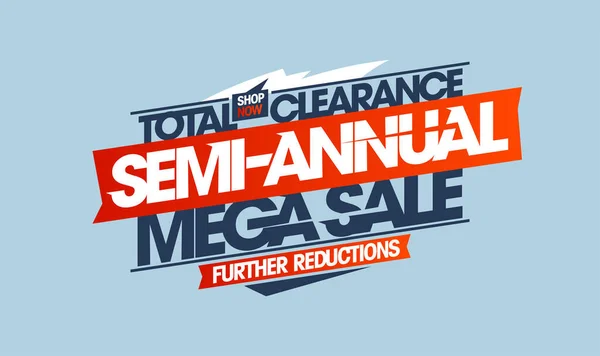 Halvårsvis Megaförsäljning Total Clearance Vektor Web Banner Design Mall — Stock vektor
