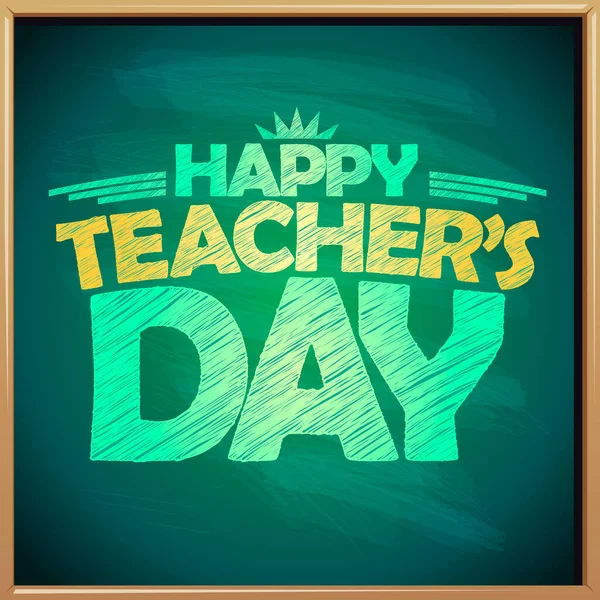 Mutlu Öğretmenler Günü Yeşil Karatahta Afişi Şablonu — Stok Vektör