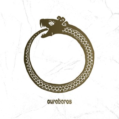 Ouroboros symbol, snake eating its own tail vector logotype, eternity esoteric symbol clipart