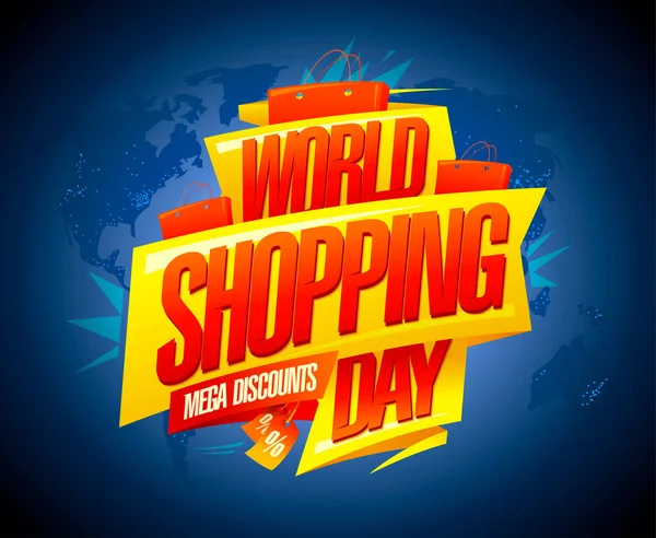 Dünya Alışveriş Günü Indirimi Büyük Indirimler Alışveriş Günü Vektör Pankartı — Stok Vektör
