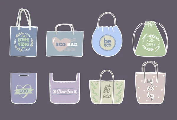 Grafische Symbole Set Für Tote Bags Handgezeichnete Vektorillustration Mit Sortierten — Stockvektor