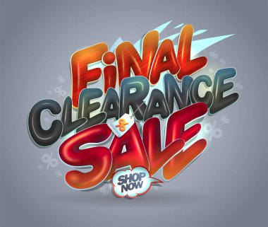 Final clearance sale vector banner with glossy 3D lettering clipart