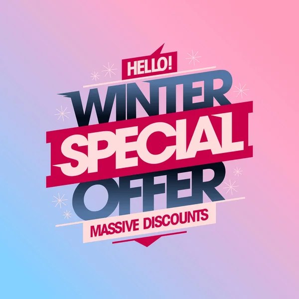 Winter Special Offer Massive Discounts Sale Vector Banner Design Template — Stock Vector