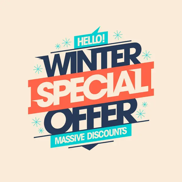 Hello Winter Winter Special Offer Vector Banner Template — Stock Vector