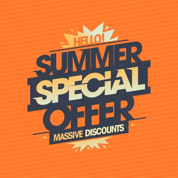 Summer Special Offer Massive Discounts Summer Sale Vector Web Banner — Stock Vector