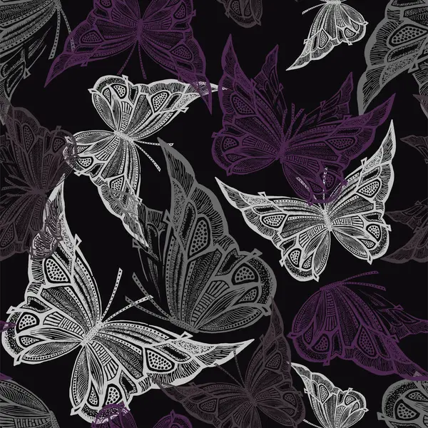 Бесшовный Векторный Рисунок Моды Летающими Бабочками Подходит Текстильной Печати — стоковый вектор