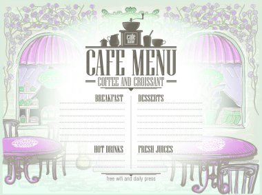 Eski tarz kafe grafikli kafe boş şablon