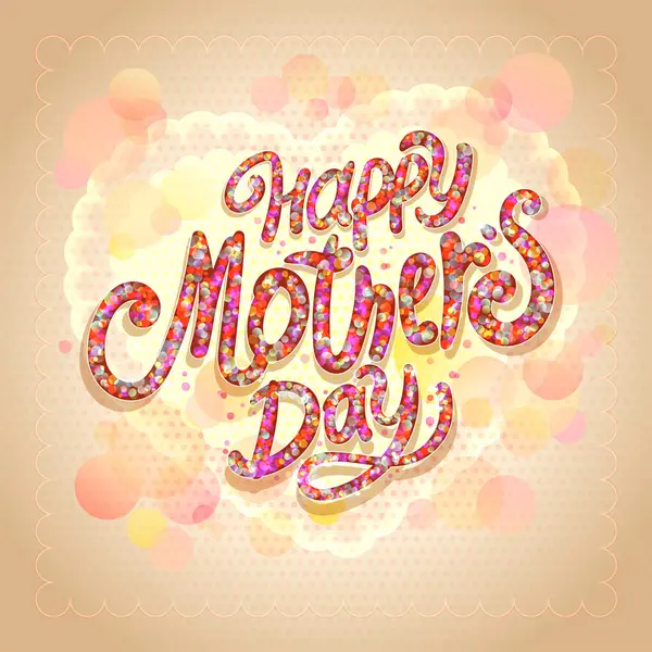 Happy Mother Day Vector Card Mockup Com Letras Bolhas Símbolo — Vetor de Stock