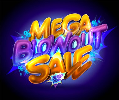 Parlak 3B stil harflerle büyük patlama satışı vektör pankartı modellemesi