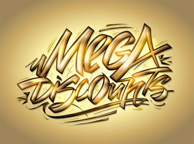 Süslü el çizimi altın harfli vektör iskonto işareti