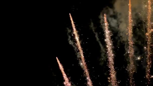 Színes Tűzijáték Éjszakai Égbolton Tűzijáték Nyaralni Újév Éjszakai Háttér — Stock videók