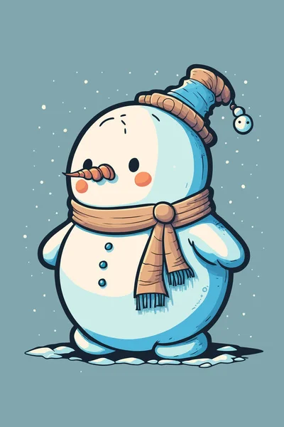 Muñeco Nieve Simple Dibujo Navidad —  Fotos de Stock