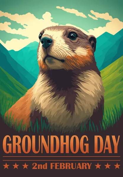 Groundhog day. Poster or print for a magnet, cover and other t-shirts.