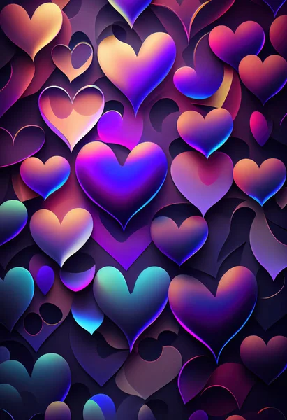 Colorful abstract wallpaper with hearts theme. Valentine\'s theme.