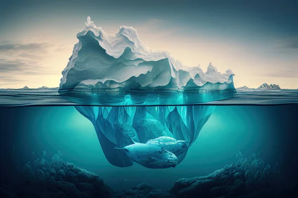 A single iceberg. Melting glaciers, global warming.