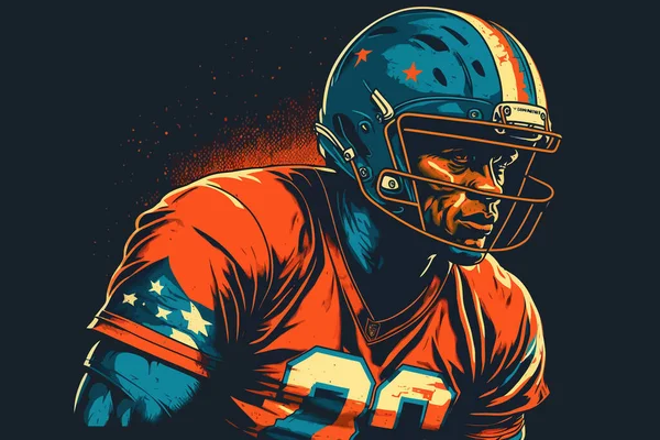 NFL team striker illustration. Retro style, poster, banner.