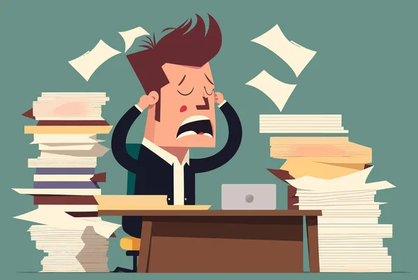 Bir Ofis Çalışanının Negatif Davranışları Öfkeli Sinirli Histerik Stresli — Stok fotoğraf