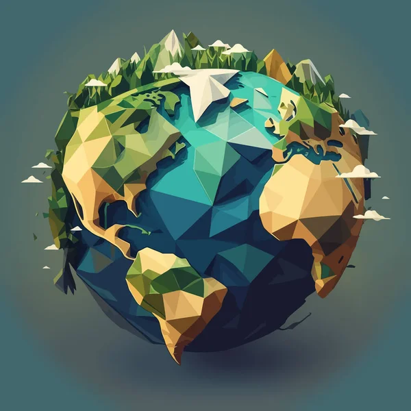 Low poly earth illustration. Polygonal globe icon.