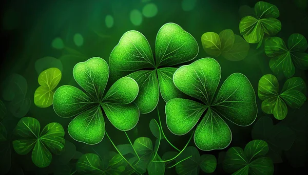 Patrick Day Abstract Green Background Decorated Shamrock Leaves Patrick Day — Stock Photo, Image