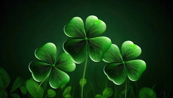 Patrick Day Abstract Green Background Decorated Shamrock Leaves Patrick Day — Stock Photo, Image